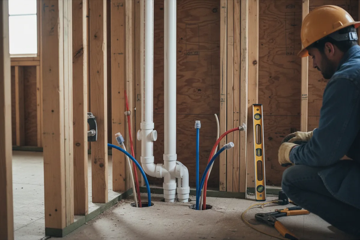 Drain and supply rough-in during Garbage Disposal Repair in Cawood