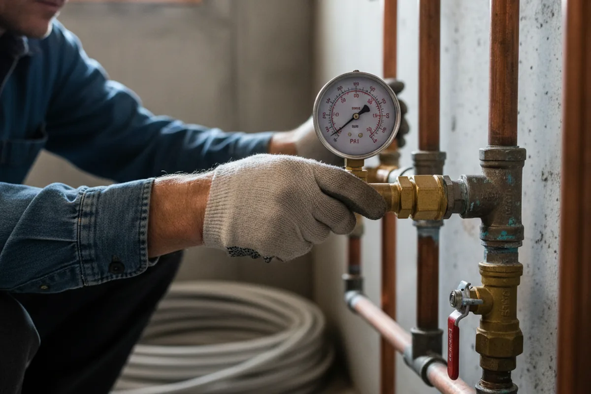Pressure testing a repaired line during Water Line Repair in Cawood